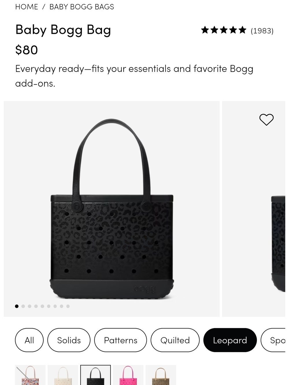 BOGG BAG Black Leopard Baby Bogg Bag Tote